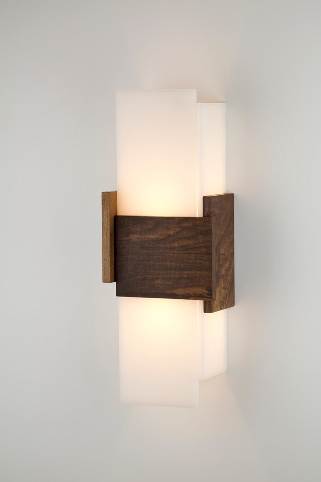 Acuo LED Wall Sconce, Brushed Aluminum, Frosted, Walnut