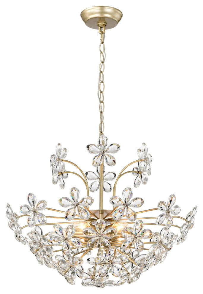 Grace 6-Light Daisy Flower Crystal Large Size Chandelier