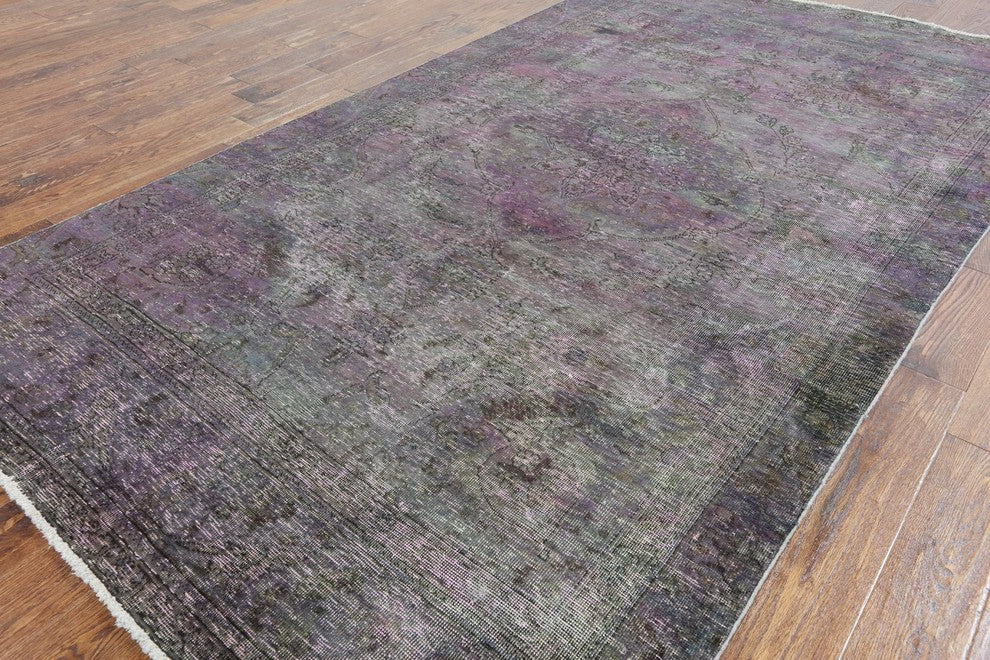 Floral Oriental Overdyed Hand Knotted Area Rug 6'x10', W2073