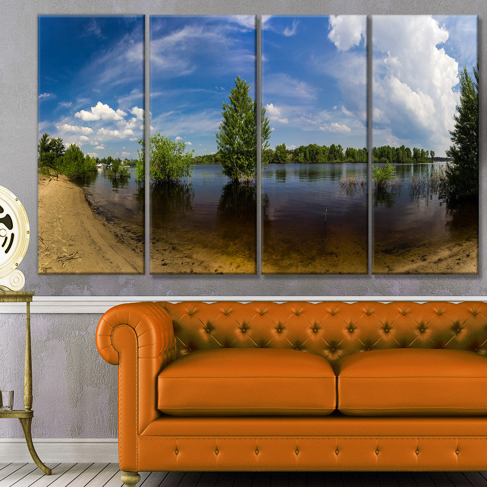 Small Flood Panorama, Landscape Canvas Art Print, 48"x28", 4 Panels