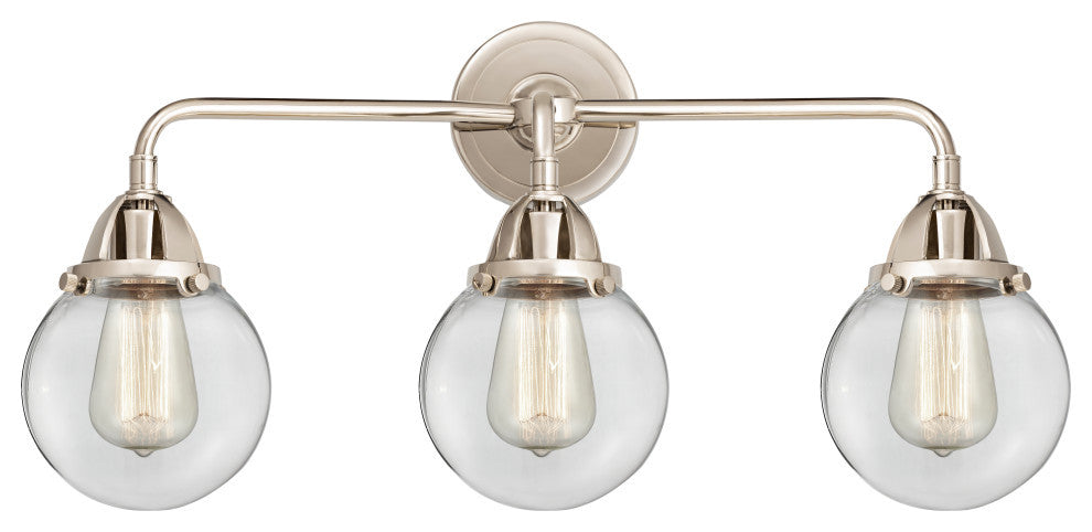 Beacon Bath Vanity Light, Polished Nickel, Clear, Clear