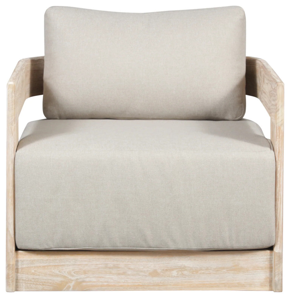 Paradiso Outdoor Teak Natural Look Swivel Chair - Gray Fabric