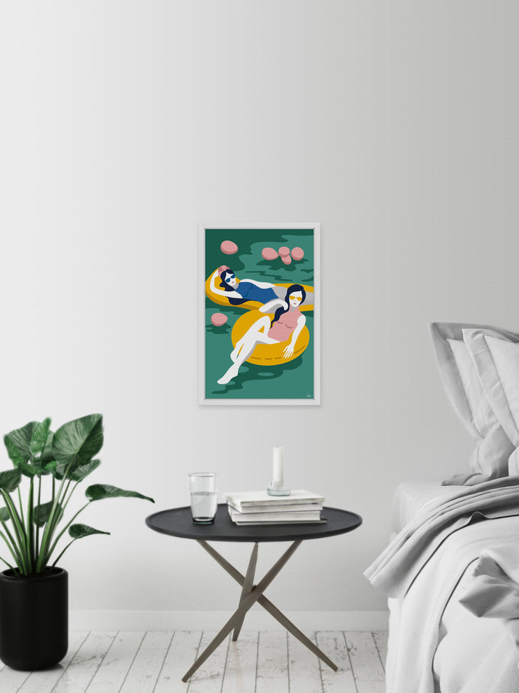 "Floating Girls" Framed Painting Print, 16"x24"