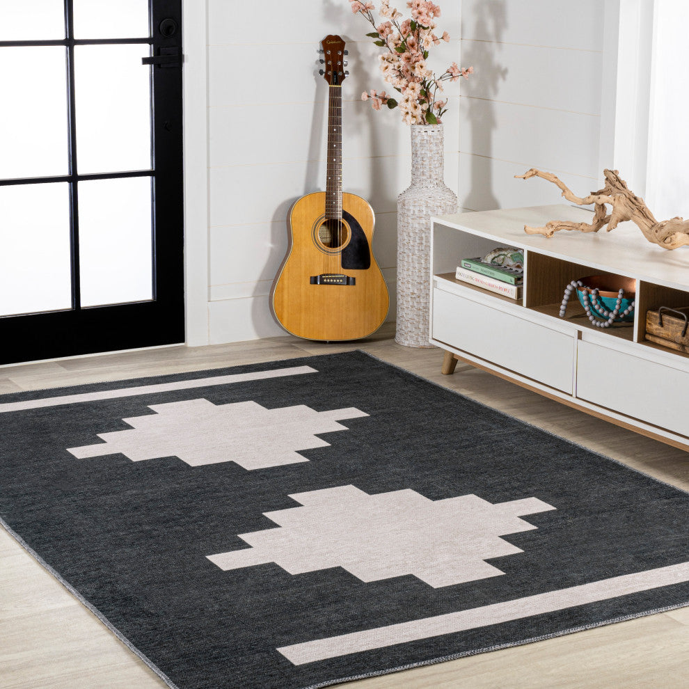 Adriel Geometric Tribal Medallion Machine-Washable Area Rug, 9x12