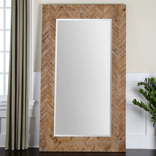 Uttermost Demetria Fir MDF and Glass Oversized Mirror in Light Gray/Natural