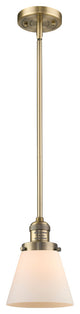 Small Cone 1-Light LED Pendant, Brushed Brass, Glass: Matte White Cased