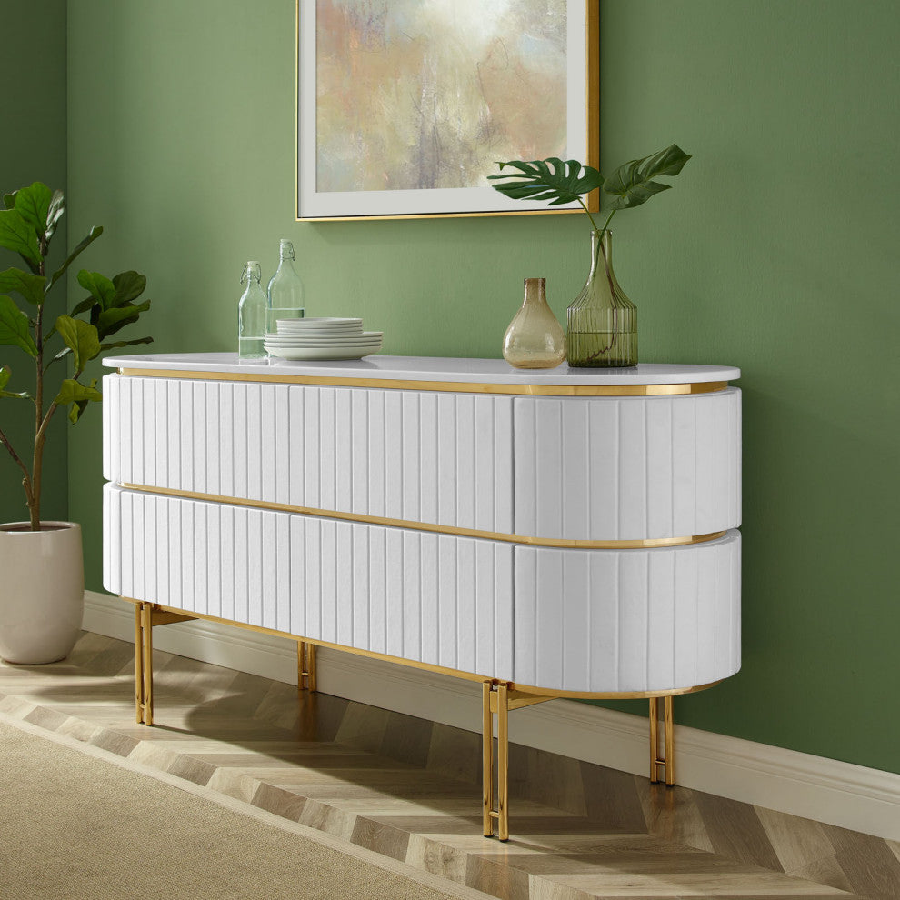Console Entry Table Sideboard, White, Velvet, Modern, Mid Century Hotel Lounge