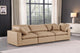 Comfy Upholstered Modular Sofa, Tan, 3-Piece: 1 Armless Chair, 2 Corner Chair, Vegan Leather