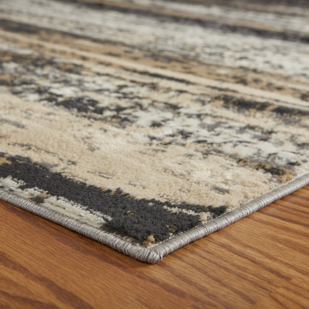 Beige Black And Gray Abstract Area Rug