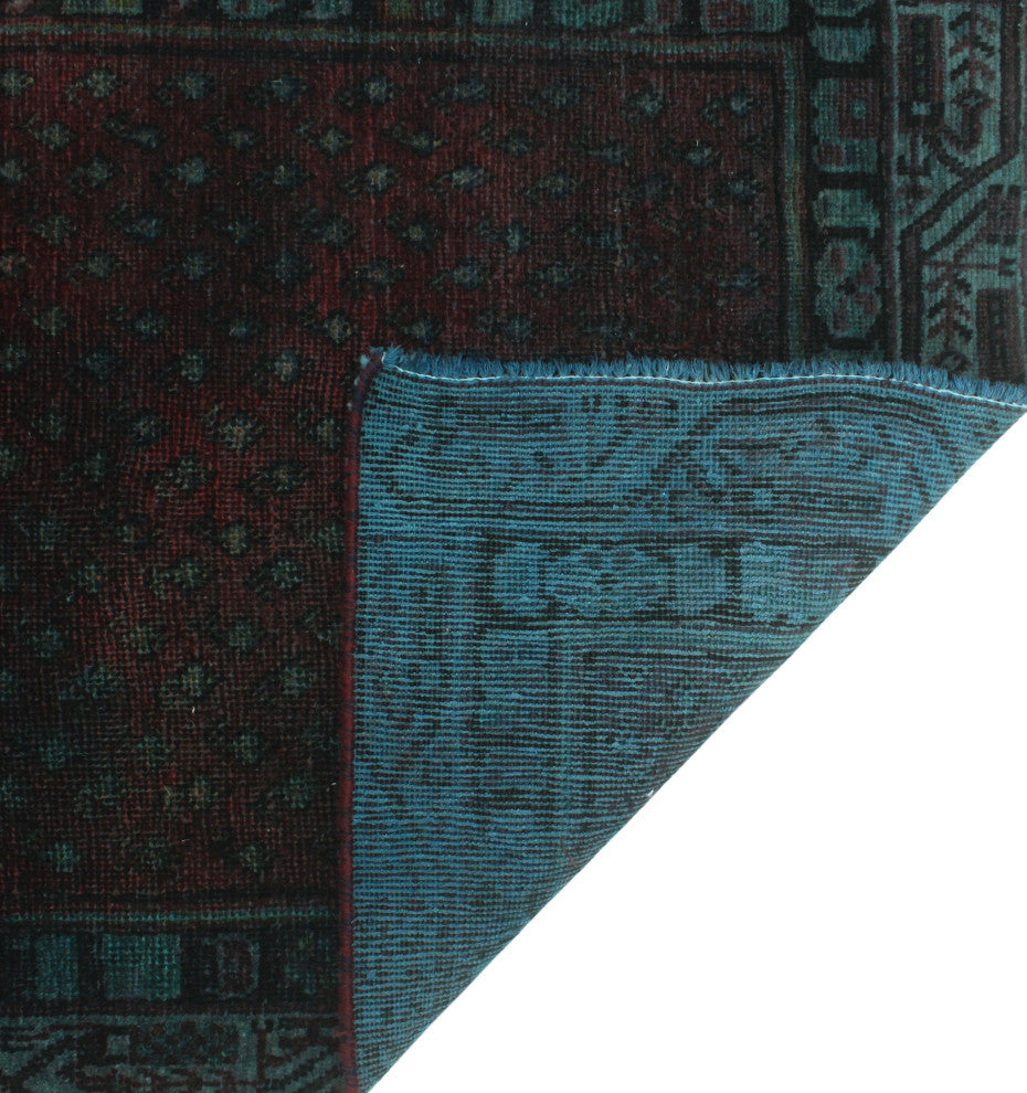 Vintage Overdyed Walker Gray/Burgundy Runner, 2'9x9'4