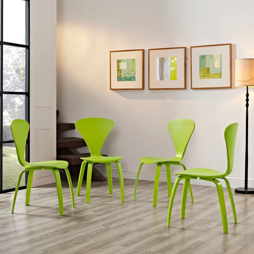 Modern Green Vortex Dining Chairs Set of 4
