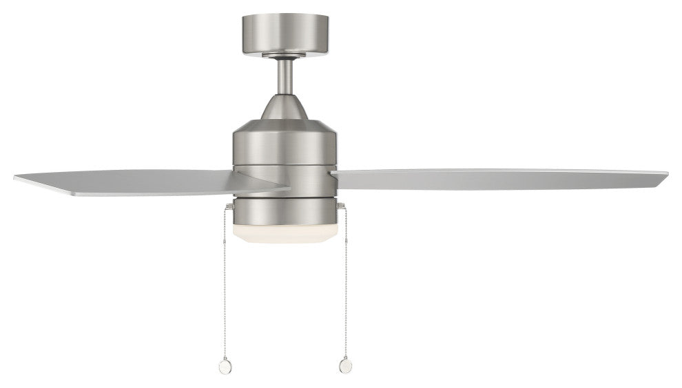 Atlantis In/Outdoor 3-Blade Pull Chain Ceiling Fan 52" Brushed Nickel With Kit