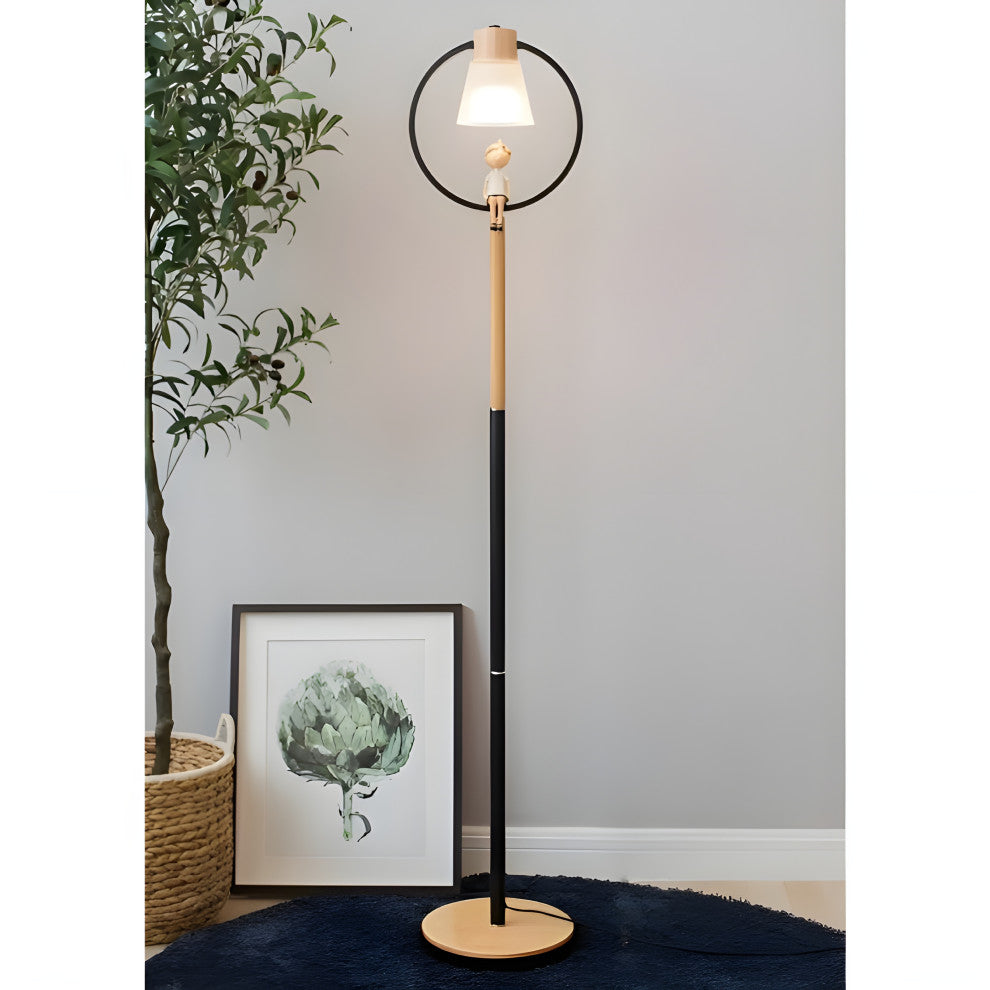 Corseaux | Creative Bell-Shaped LED Wooden Floor Lamp, Black, Bird