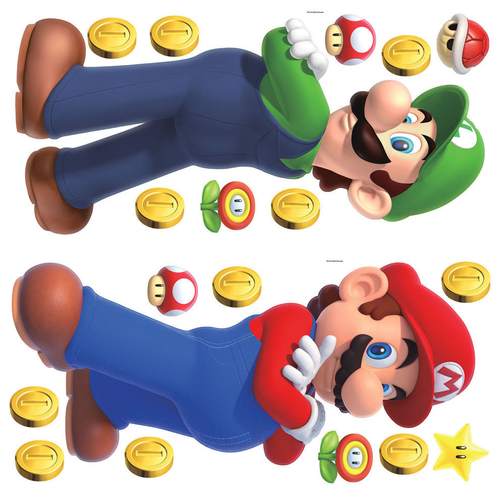 Super Mario Luigi And Mario Giant Peel and Stick Wall Decals