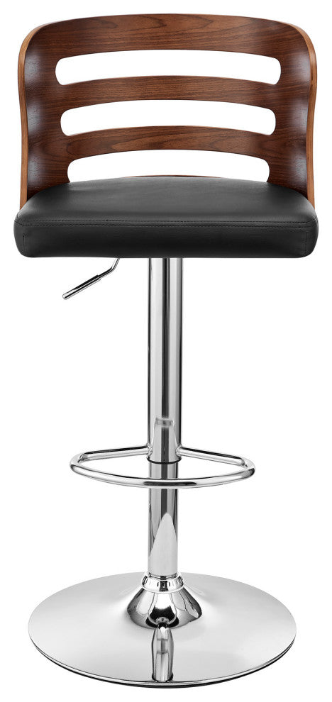 Black Upholstered Chrome Base Adjustable Swivel Bar Stool