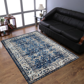 MACHINE MADE HEATSET POLYPROPYLENE AREA RUGS -Ivory Blue Color,Oriental Design