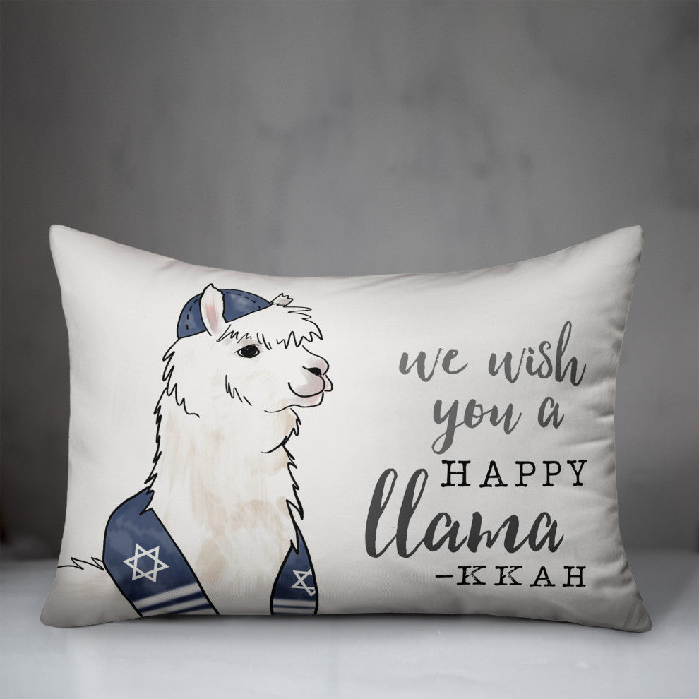 Happy Llama-kkah 14"x20" Throw Pillow