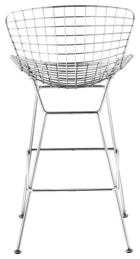 Bar Stool Chair Barstool, Set of 2, Steel Metal, Chrome, Mid Century Cafe