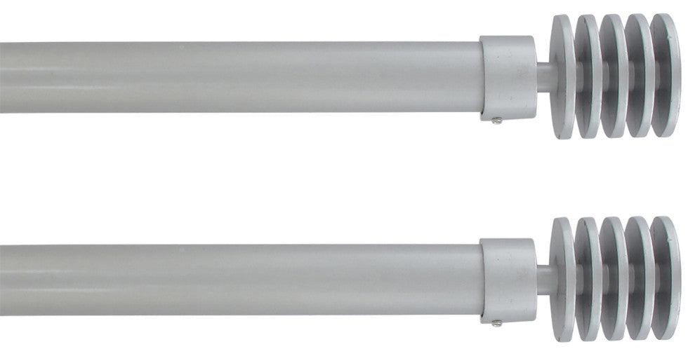 2 Pack Adjustable 1" Single Window Curtain Rod 50" to 82", Gray
