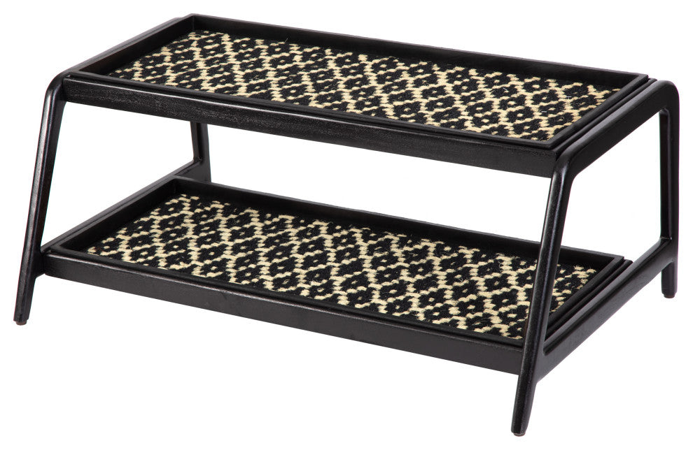 Double-Tier Black Stand With 3-Pair Rubber Boot Trays Madagascar