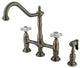 Kingston Brass Bridge Kitchen Faucet With Brass Sprayer, Antique Brass