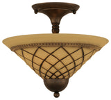 Semi-Flush 2-Light Semi-Flush Mount, Bronze/Chocolate Icing