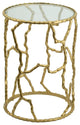 24 Inch Round Accent Table, Intricate Metal Twig Inspired Open Frame, Gold