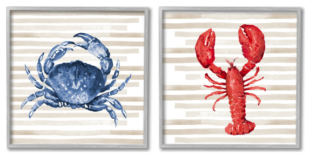 Nautical Blue Crab and Red Lobster,12 x 12