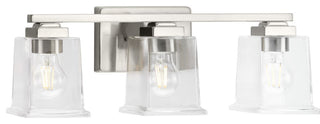 Gilmour Collection 3-Light Brushed Nickel Clear Glass Bath Vanity Light