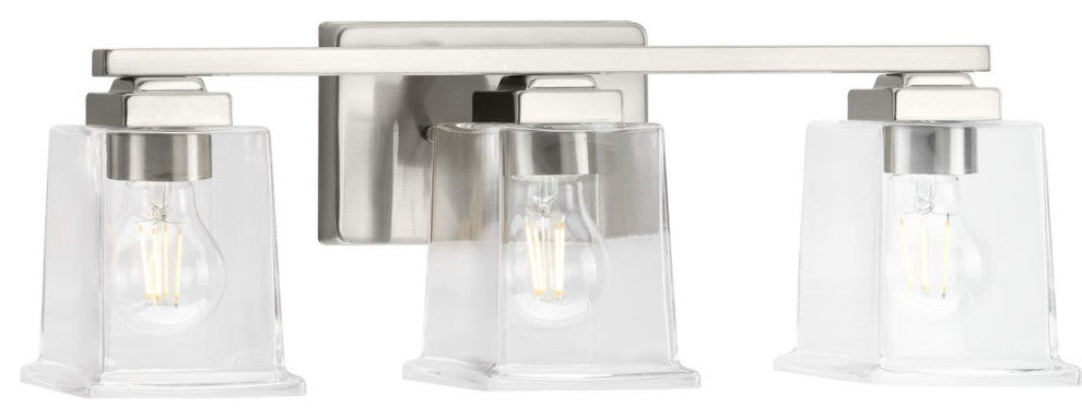 Gilmour Collection 3-Light Brushed Nickel Clear Glass Bath Vanity Light