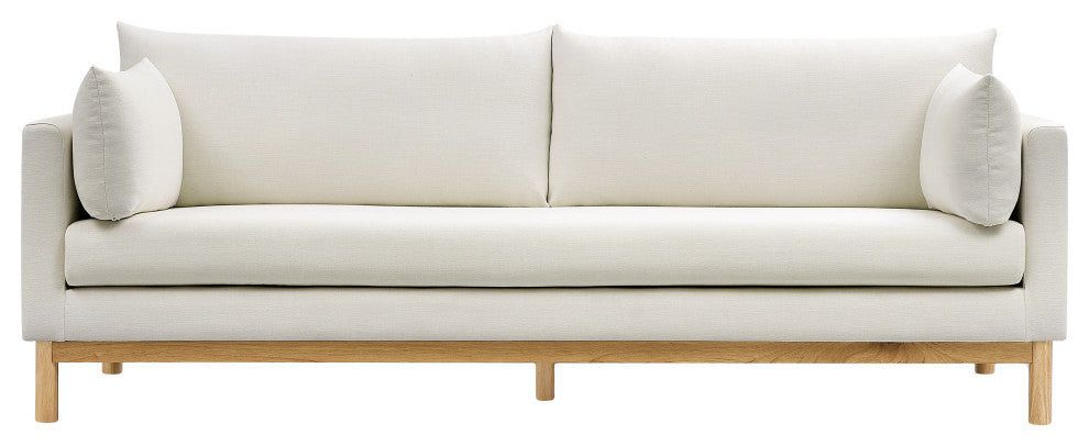 Langham Linen Textured Fabric Upholstered Sofa, Cream