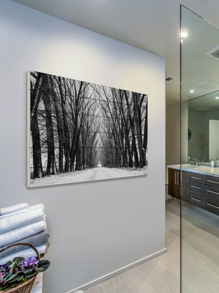 "Rows of Trees" Print on White Wood, 45"x30"