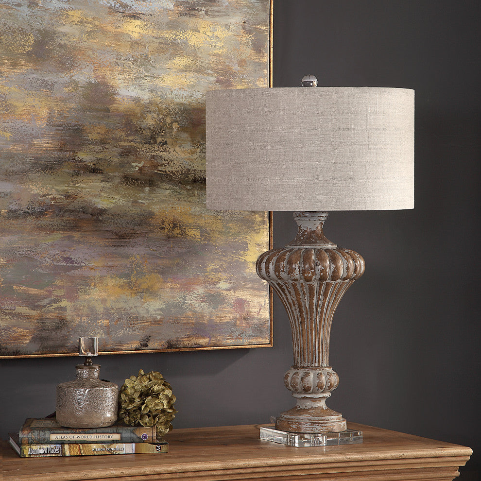 New Uttermost Treneece Aged Pecan Lamp