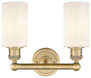 Clymer 2-Light 13" Bath Vanity Light, Brushed Brass, Matte White Shade