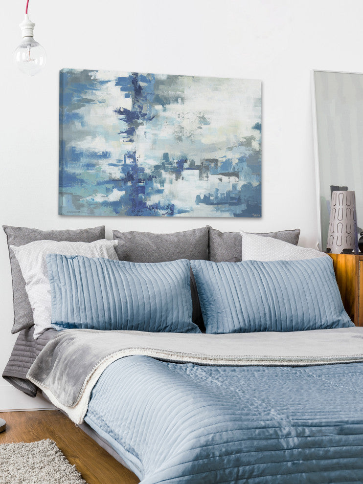 "Vast Blue Hues" Painting Print on Wrapped Canvas, 12"x8"