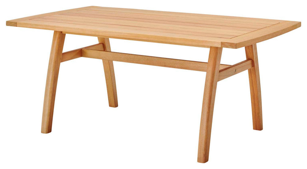 Lounge Dining Table, Rectangular, Wood, Brown Natural, Modern, Outdoor Patio