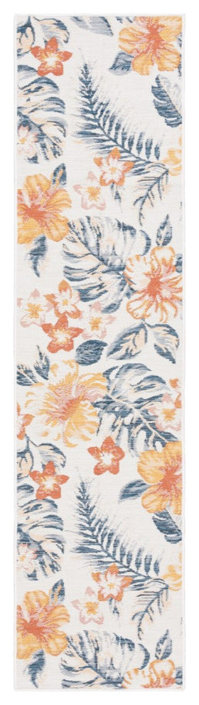 Safavieh Sunrise Collection SUN671 Indoor-Outdoor Rug, Ivory/Rust Blue, 2'x8'