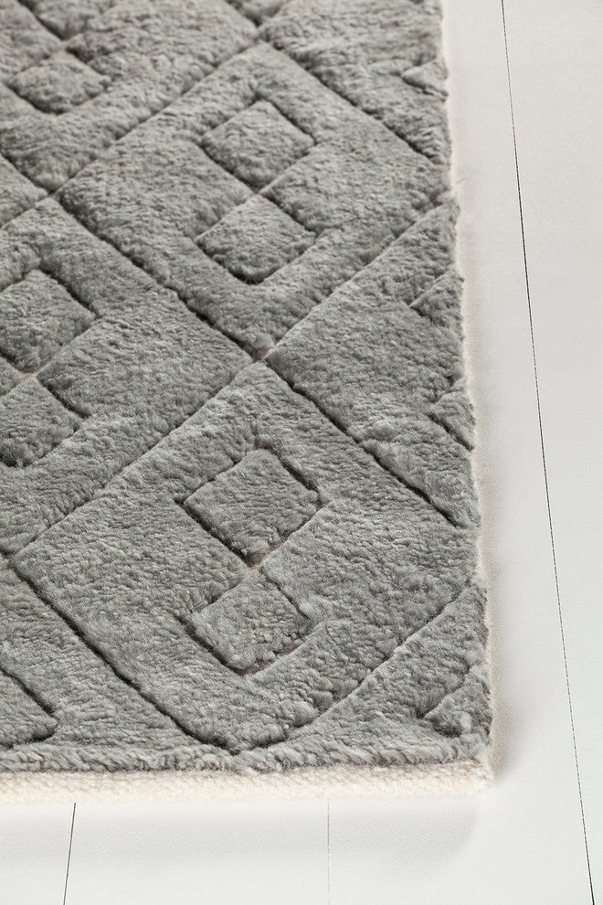 Catalina Hand Knotted Rectangle Area Rug, 5' x 7'1/2", Gray