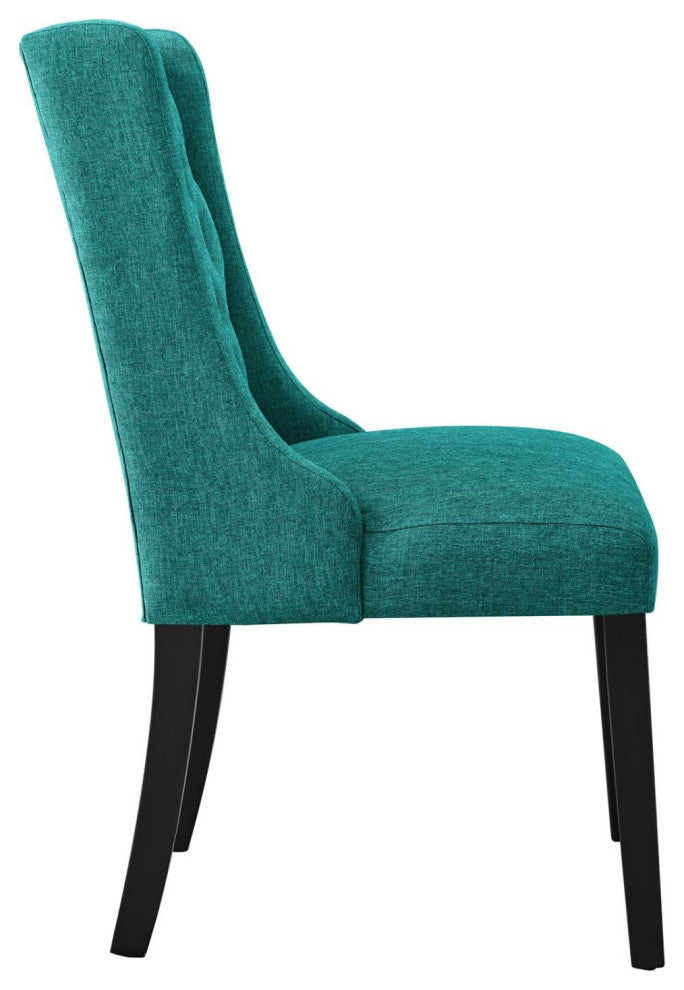 Side Dining Chair, Teal Blue, Fabric, Modern