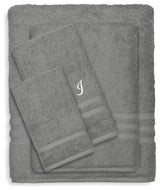 Denzi 4-Piece Towel Combination Set With Monogrammed Letter, I, Dark Grey