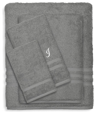 Denzi 4-Piece Towel Combination Set With Monogrammed Letter, I, Dark Grey