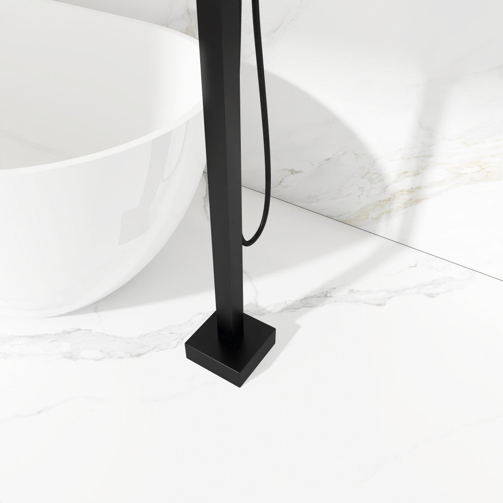 Freestanding Tub Shower Claw Foot Faucet With Handheld Spout, Matte Black