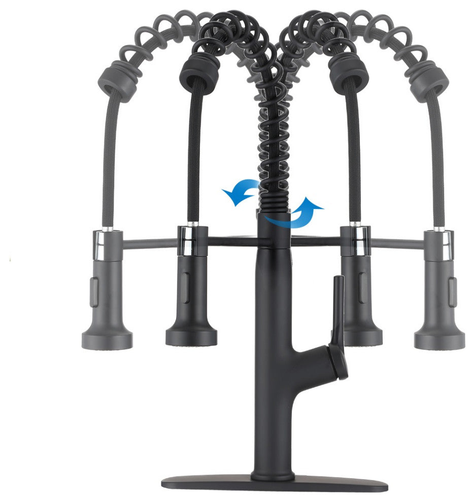 Givingtree Kitchen Faucet Pull Out Sprayer, Deck Mount Matte Blac