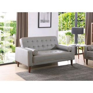 Glory Furniture Andrews Faux Leather Upholstered Sleeper Loveseat in Gray