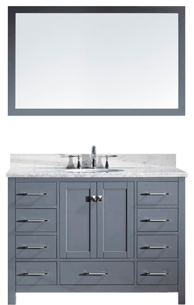 Caroline Avenue 48" Single Bathroom Vanity Set Gray, Marble Top