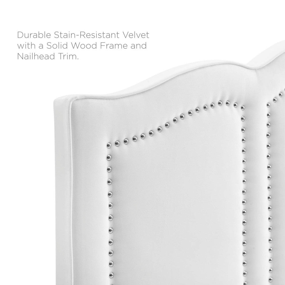 Headboard, King Size, Velvet, White, Modern Contemporary, Bedroom Master Suite