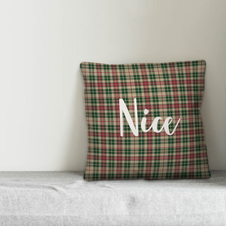 #Nice, Tartan Plaid 18x18 Throw Pillow Cover