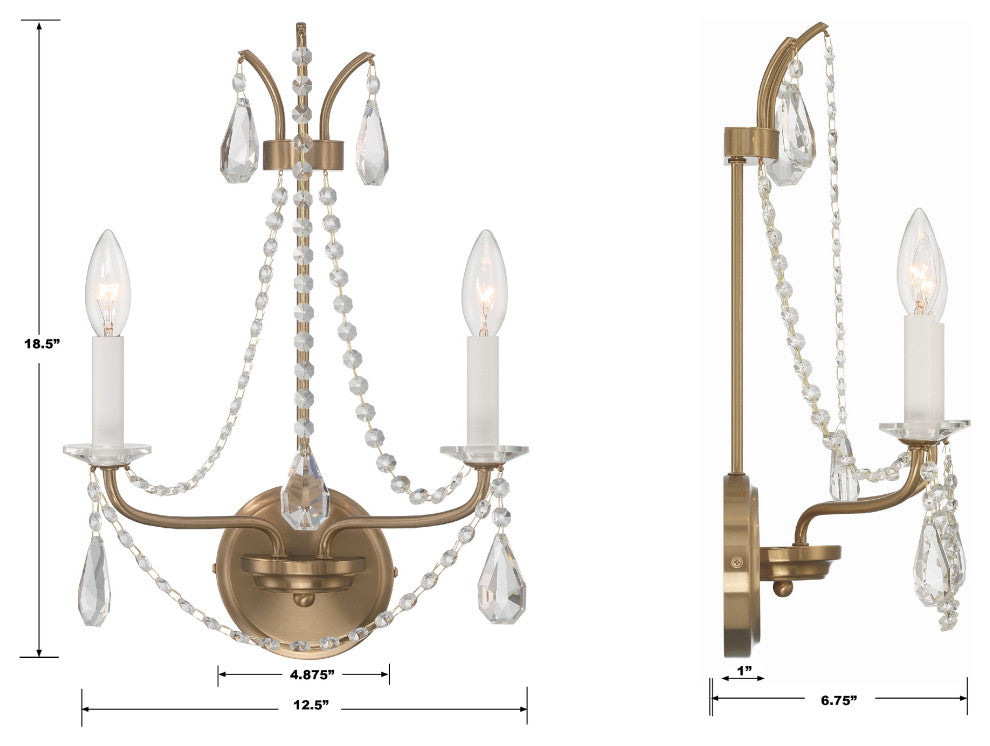 Karrington 2-Light Aged Brass Wall Mount