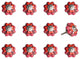 1.5" X 1.5" X 1.5" Pink Red And Green  Knobs 12 Pack