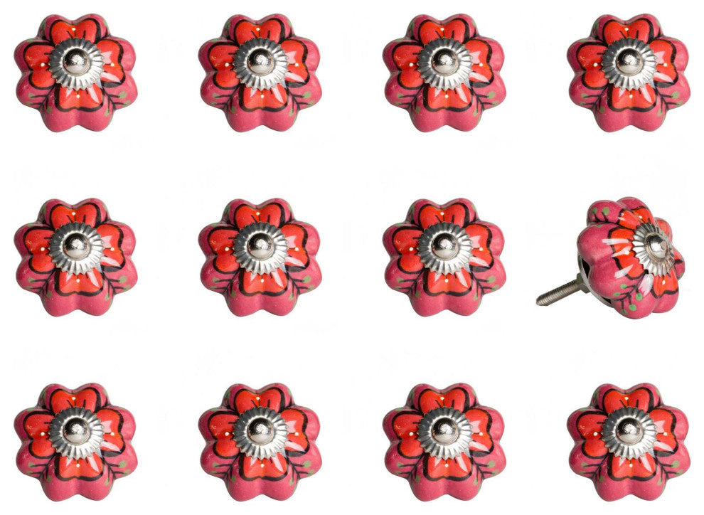 1.5" X 1.5" X 1.5" Pink Red And Green  Knobs 12 Pack